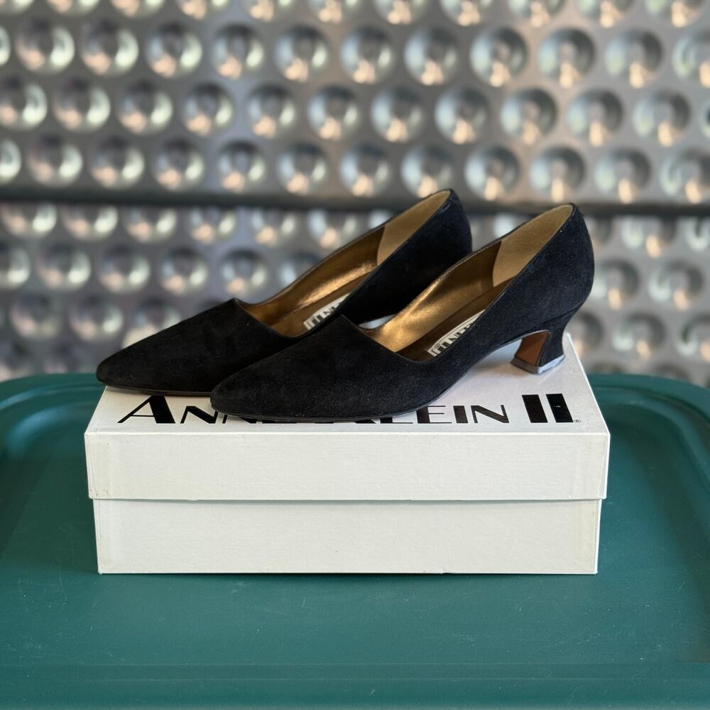 Vintage Anne Klein Women's Black Open Toe Pumps Heels Size 6.5 New in Box